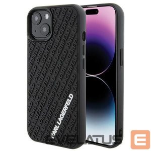 Чехол на заднюю панель Karl Lagerfeld  Karl Lagerfeld 3D Rubber Multi Logo case for iPhone 15 - black 