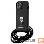 Чехол на заднюю панель Karl Lagerfeld  Karl Lagerfeld Crossbody Saffiano Monogram Metal Pin Karl & Choupette Case for iPhone 15 - Black 