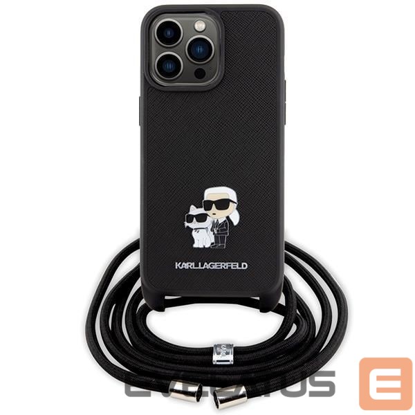 Чехол на заднюю панель Karl Lagerfeld Karl Lagerfeld Crossbody Saffiano Metal Pin Karl & Choupette Case for iPhone 15 Pro Max - Black