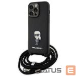 Чехол на заднюю панель Karl Lagerfeld  Karl Lagerfeld Crossbody Saffiano Monogram Metal Pin Karl & Choupette Case for iPhone 15 Pro Max - Black 