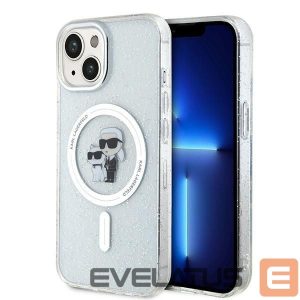 Чехол на заднюю панель Karl Lagerfeld  Karl Lagerfeld Karl&Choupette Glitter MagSafe case for iPhone 15 Plus - transparent 