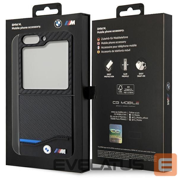 Чехол на заднюю панель BMW BMW Leather Carbon case for Samsung Galaxy Z Flip 5 - black