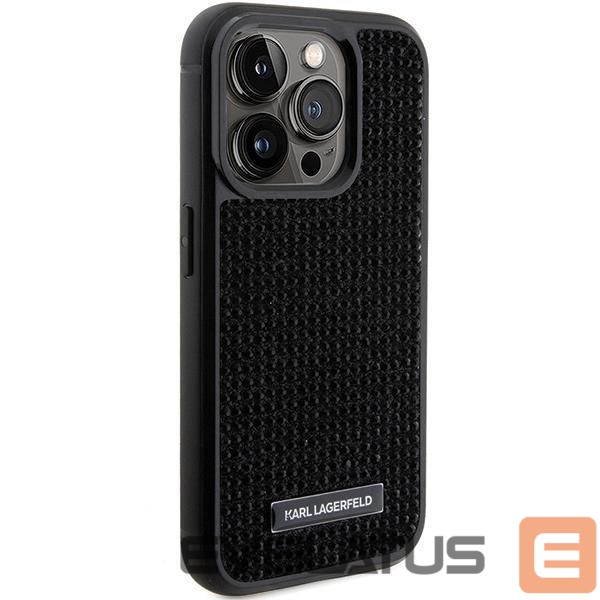 Чехол на заднюю панель Karl Lagerfeld Karl Lagerfeld Rhinestone Logo Metal Plate case for iPhone 15 Pro - black
