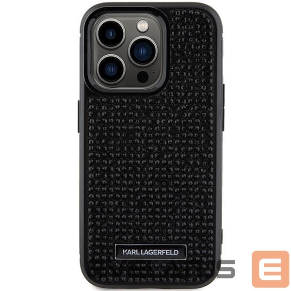 Чехол на заднюю панель Karl Lagerfeld Karl Lagerfeld Rhinestone Logo Metal Plate case for iPhone 15 Pro - black