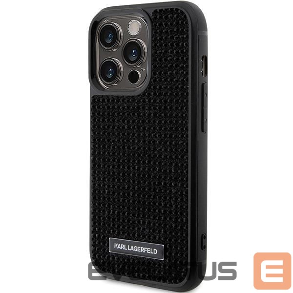 Чехол на заднюю панель Karl Lagerfeld Karl Lagerfeld Rhinestone Logo Metal Plate case for iPhone 15 Pro - black