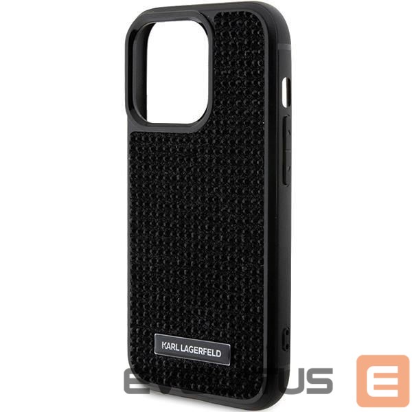 Чехол на заднюю панель Karl Lagerfeld Karl Lagerfeld Rhinestone Logo Metal Plate case for iPhone 15 Pro - black