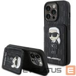 Чехол на заднюю панель Karl Lagerfeld  Karl Lagerfeld Saffiano Cardslots and Stand Monogram Ikonik Patch case for iPhone 15 Pro - black 