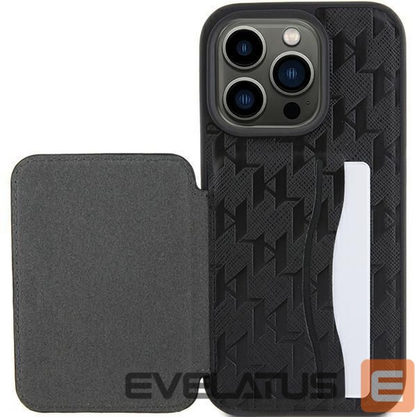 Чехол на заднюю панель Karl Lagerfeld Karl Lagerfeld Saffiano Cardslots and Stand Monogram Ikonik Patch case for iPhone 15 Pro - black