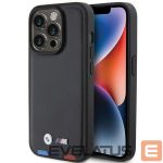 Чехол на заднюю панель BMW  BMW BMHCP15L22PTDK iPhone 15 Pro 6.1" black/black Leather Stamp Tricolor 