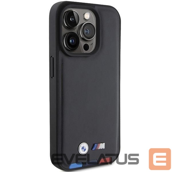 Чехол на заднюю панель BMW BMW BMHCP15L22PTDK iPhone 15 Pro 6.1" black/black Leather Stamp Tricolor