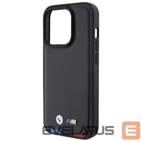 Чехол на заднюю панель BMW BMW BMHCP15L22PTDK iPhone 15 Pro 6.1" black/black Leather Stamp Tricolor