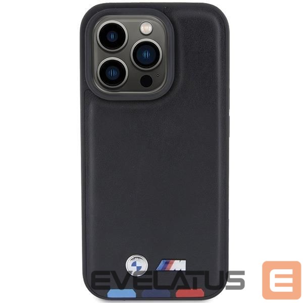 Чехол на заднюю панель BMW BMW BMHCP15L22PTDK iPhone 15 Pro 6.1" black/black Leather Stamp Tricolor