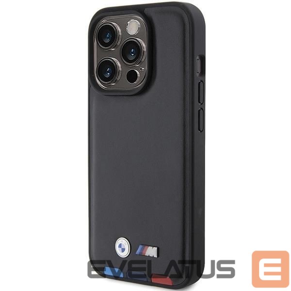 Чехол на заднюю панель BMW BMW BMHCP15L22PTDK iPhone 15 Pro 6.1" black/black Leather Stamp Tricolor