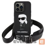Чехол на заднюю панель Karl Lagerfeld  Karl Lagerfeld KLHCP15SSCBSKNK iPhone 15 6.1" hardcase black/black Crossbody Silicone Ikonik 