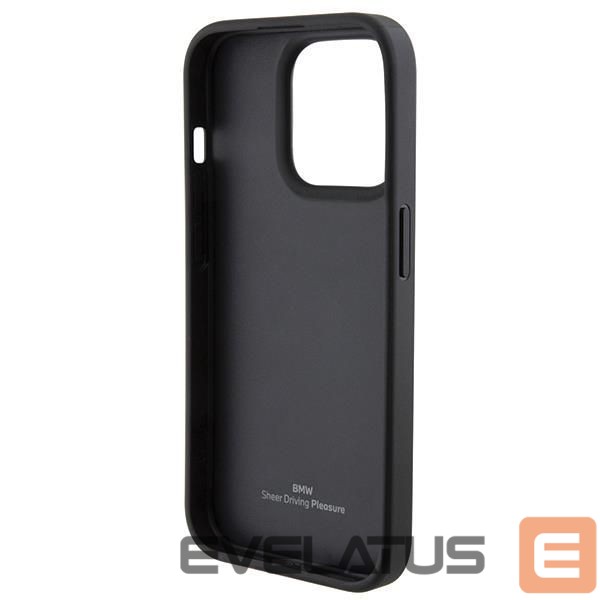 Чехол на заднюю панель BMW BMW Leather Textured & Stripe case for iPhone 15 Pro - black