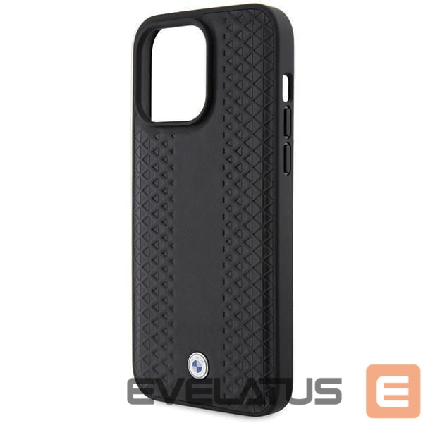 Чехол на заднюю панель BMW BMW Leather Diamond Pattern case for iPhone 15 Pro - black