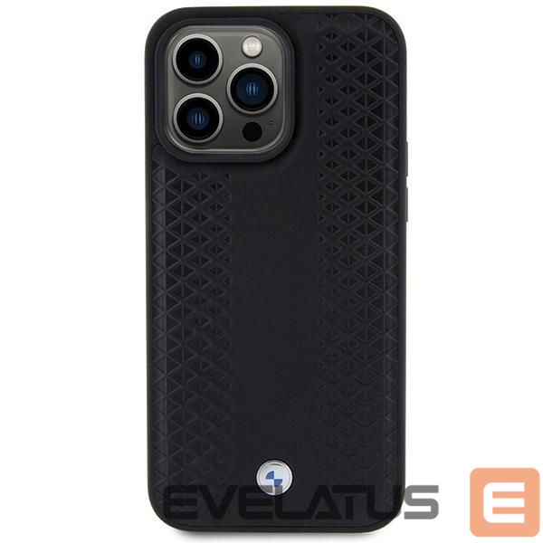 Чехол на заднюю панель BMW BMW Leather Diamond Pattern case for iPhone 15 Pro - black