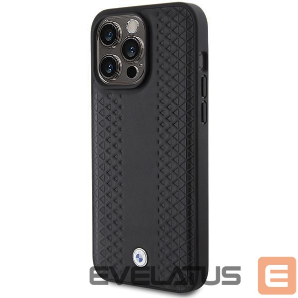 Чехол на заднюю панель BMW BMW Leather Diamond Pattern case for iPhone 15 Pro - black