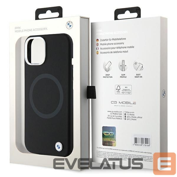 Чехол на заднюю панель BMW BMW Signature Liquid Silicone MagSafe case for iPhone 15 Plus - black