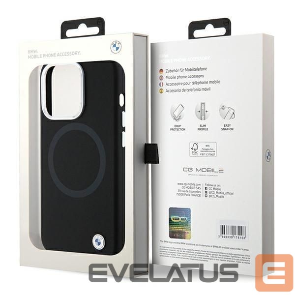 Чехол на заднюю панель BMW BMW Signature Liquid Silicone MagSafe case for iPhone 15 Pro Max - black