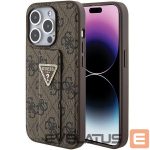 Чехол на заднюю панель Guess  Guess Grip Stand 4G Triangle Strass case for iPhone 15 Pro - brown 