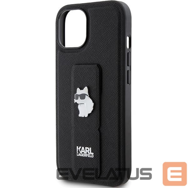 Чехол на заднюю панель Karl Lagerfeld Karl Lagerfeld Gripstand Saffiano Choupette Pins Case for iPhone 15 Plus / 14 Plus - Black