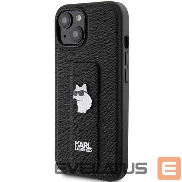Чехол на заднюю панель Karl Lagerfeld Karl Lagerfeld Gripstand Saffiano Choupette Pins Case for iPhone 15 Plus / 14 Plus - Black