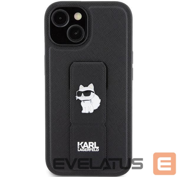 Чехол на заднюю панель Karl Lagerfeld Karl Lagerfeld Gripstand Saffiano Choupette Pins Case for iPhone 15 Plus / 14 Plus - Black
