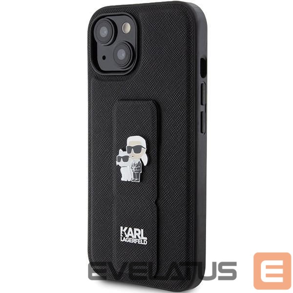 Чехол на заднюю панель Karl Lagerfeld Karl Lagerfeld Gripstand Saffiano Karl&Choupette Pins case for iPhone 15 Plus / 14 Plus - black