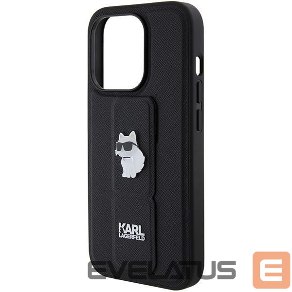 Чехол на заднюю панель Karl Lagerfeld Karl Lagerfeld Gripstand Saffiano Choupette Pins case for iPhone 15 Pro Max - black