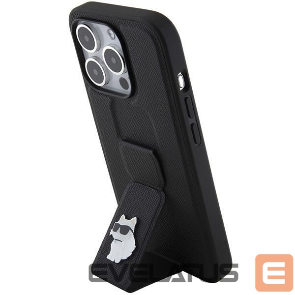 Чехол на заднюю панель Karl Lagerfeld Karl Lagerfeld Gripstand Saffiano Choupette Pins case for iPhone 15 Pro Max - black
