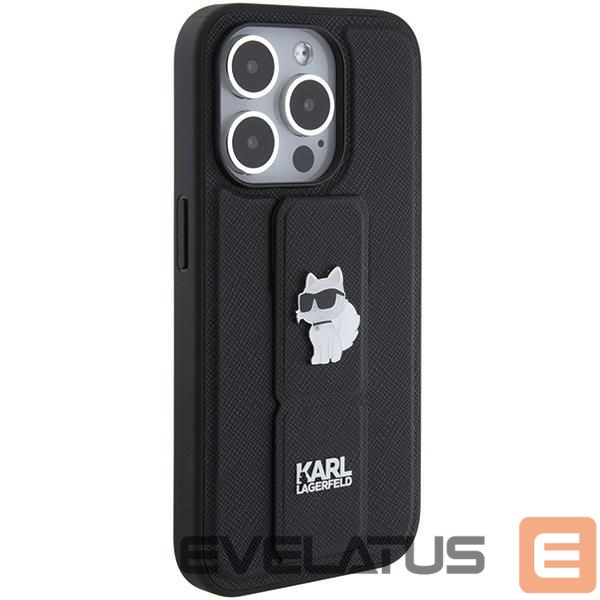 Чехол на заднюю панель Karl Lagerfeld Karl Lagerfeld Gripstand Saffiano Choupette Pins case for iPhone 15 Pro Max - black