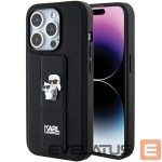 Чехол на заднюю панель Karl Lagerfeld  Karl Lagerfeld Gripstand Saffiano Karl&Choupette Pins case for iPhone 15 Pro Max - black 