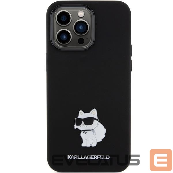 Чехол на заднюю панель Karl Lagerfeld Karl Lagerfeld Silicone Choupette Metal Pin case for iPhone 15 Pro Max - black