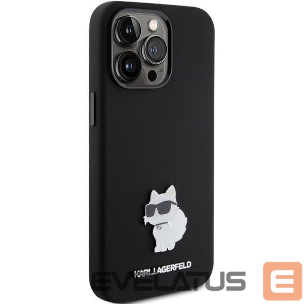 Чехол на заднюю панель Karl Lagerfeld Karl Lagerfeld Silicone Choupette Metal Pin case for iPhone 15 Pro Max - black