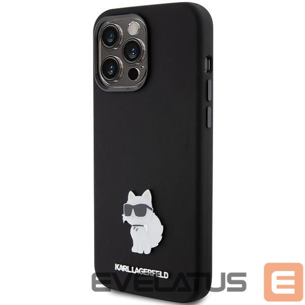 Чехол на заднюю панель Karl Lagerfeld Karl Lagerfeld Silicone Choupette Metal Pin case for iPhone 15 Pro Max - black