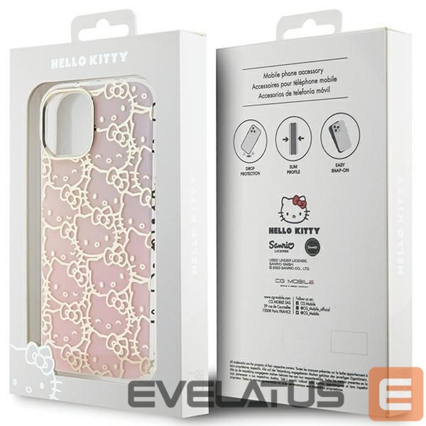 Чехол на заднюю панель Hello Kitty Hello Kitty IML Gradient Electrop Crowded Kitty Head case for iPhone 15 - pink