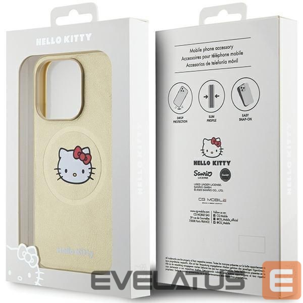 Чехол на заднюю панель Hello Kitty Hello Kitty Leather Kitty Head MagSafe case for iPhone 14 Pro Max - gold