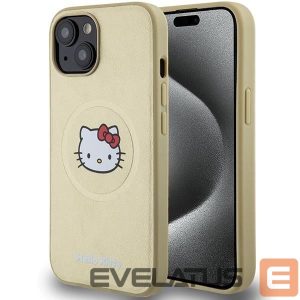Чехол на заднюю панель Hello Kitty  Hello Kitty Leather Kitty Head MagSafe case for iPhone 15 - gold 