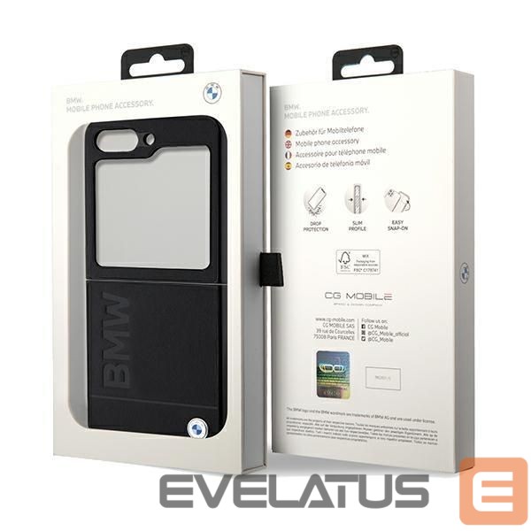 Чехол на заднюю панель BMW BMW Leather Hot Stamp case for Samsung Galaxy Z Flip 5 - black