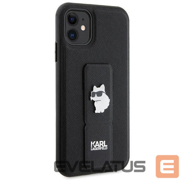Чехол на заднюю панель Karl Lagerfeld Karl Lagerfeld Gripstand Saffiano Choupette Pins Case for iPhone 11 / Xr - Black