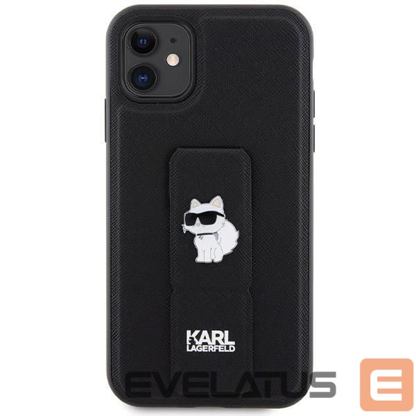 Чехол на заднюю панель Karl Lagerfeld Karl Lagerfeld Gripstand Saffiano Choupette Pins Case for iPhone 11 / Xr - Black