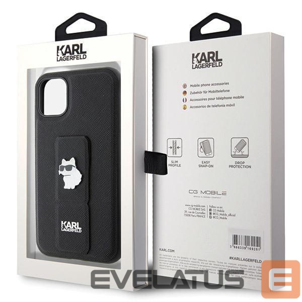 Чехол на заднюю панель Karl Lagerfeld Karl Lagerfeld Gripstand Saffiano Choupette Pins Case for iPhone 11 / Xr - Black