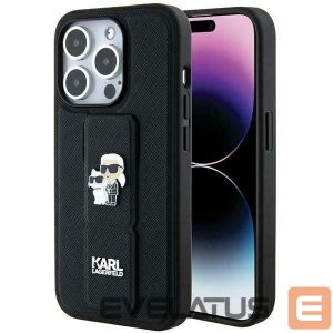 Чехол на заднюю панель Karl Lagerfeld  Karl Lagerfeld Gripstand Saffiano Karl&Choupette Pins case for iPhone 13 Pro / 13 - black 