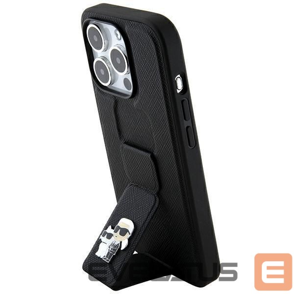 Чехол на заднюю панель Karl Lagerfeld Karl Lagerfeld Gripstand Saffiano Karl&Choupette Pins case for iPhone 13 Pro / 13 - black