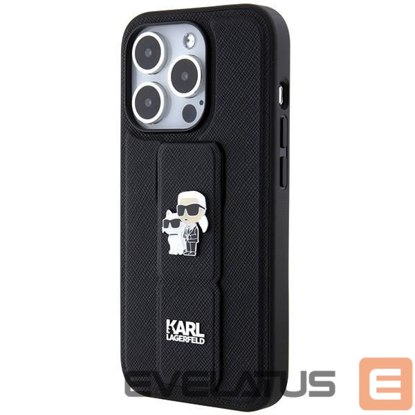 Чехол на заднюю панель Karl Lagerfeld Karl Lagerfeld Gripstand Saffiano Karl&Choupette Pins case for iPhone 13 Pro / 13 - black