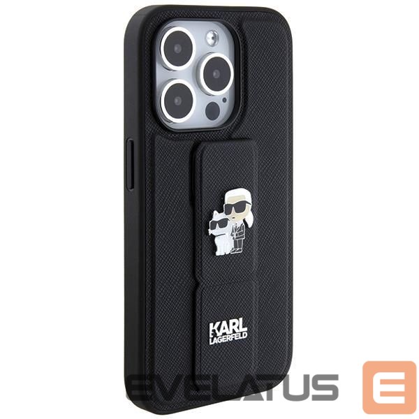 Чехол на заднюю панель Karl Lagerfeld Karl Lagerfeld Gripstand Saffiano Karl&Choupette Pins case for iPhone 13 Pro / 13 - black