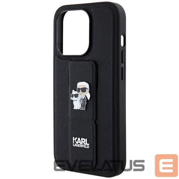 Чехол на заднюю панель Karl Lagerfeld Karl Lagerfeld Gripstand Saffiano Karl&Choupette Pins case for iPhone 13 Pro / 13 - black