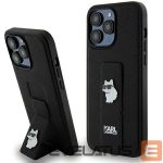 Чехол на заднюю панель Karl Lagerfeld  Karl Lagerfeld Gripstand Saffiano Choupette Pins case for iPhone 13 Pro Max - black 