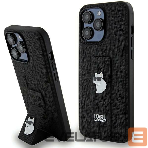 Чехол на заднюю панель Karl Lagerfeld Karl Lagerfeld Gripstand Saffiano Choupette Pins case for iPhone 13 Pro Max - black